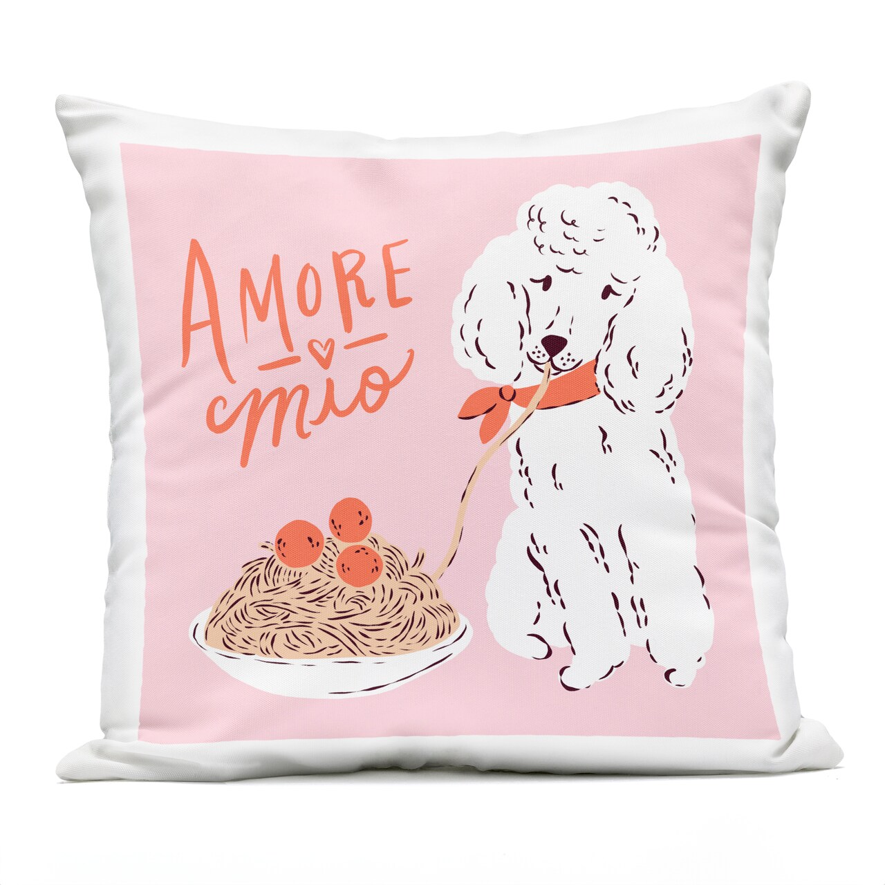 Stupell Industries Amore Mio Pasta Poodle Outdoor Pillow, 18 x 7 x 18